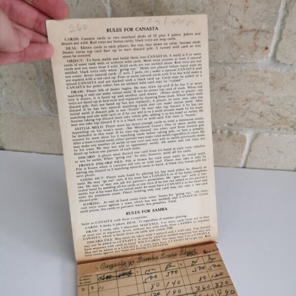 Vintage Canasta Samba Score Pad Junk Journal Pages Notepad Aged Paper Retro Card - Picture 2 of 8